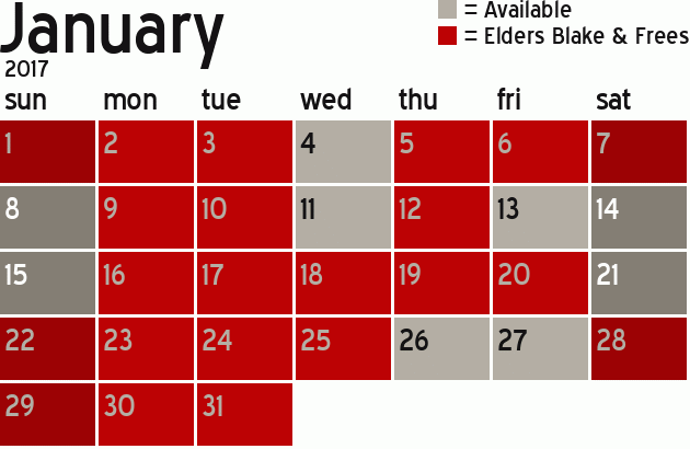 Missionary Dinner Calendar