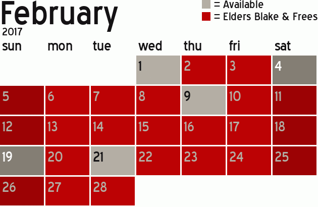 Missionary Dinner Calendar
