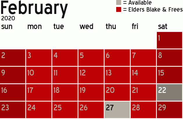 Missionary Dinner Calendar