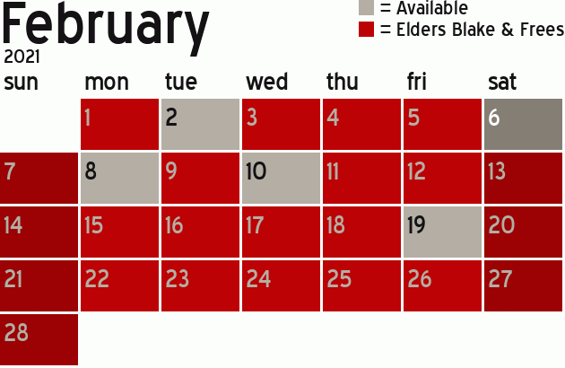 Missionary Dinner Calendar