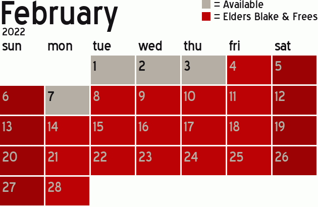 Missionary Dinner Calendar