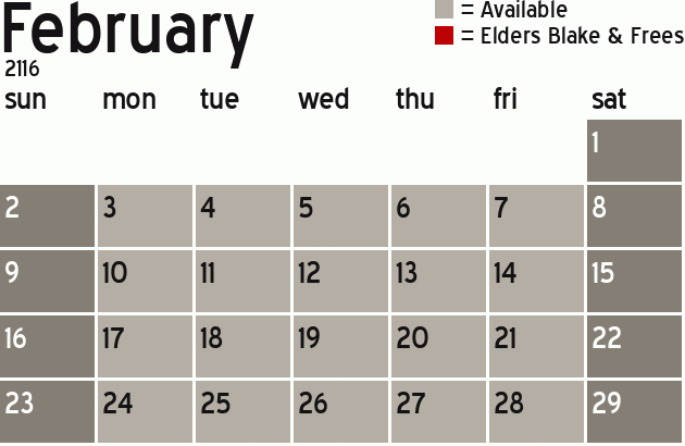 Missionary Dinner Calendar