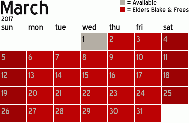 Missionary Dinner Calendar