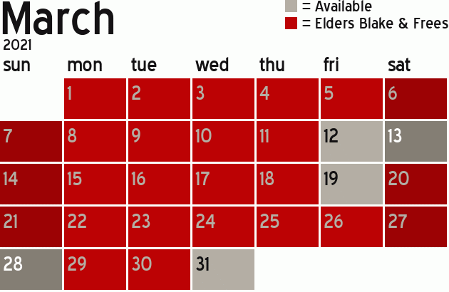 Missionary Dinner Calendar