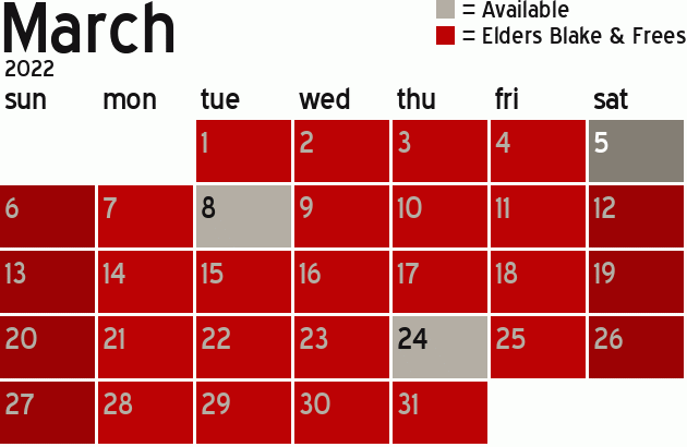 Missionary Dinner Calendar