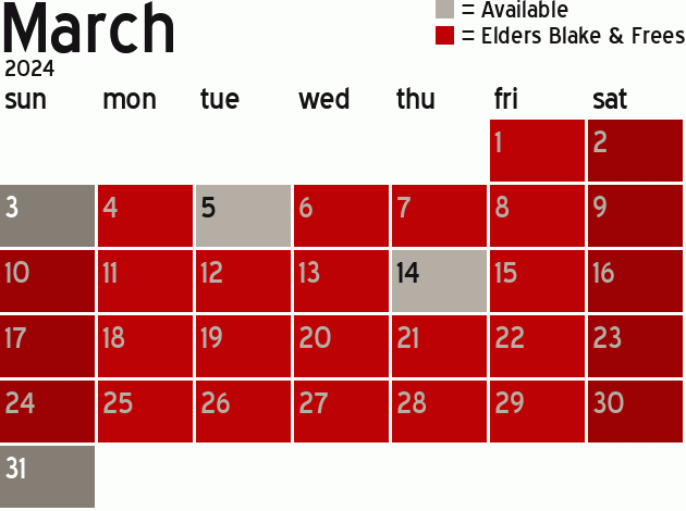 Missionary Dinner Calendar