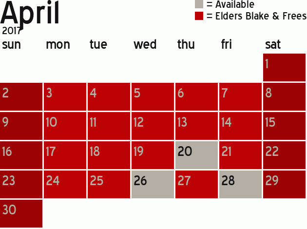 Missionary Dinner Calendar