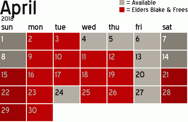 Missionary Dinner Calendar
