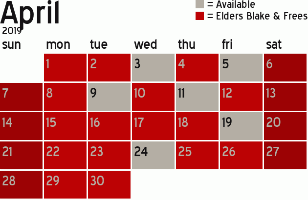 Missionary Dinner Calendar