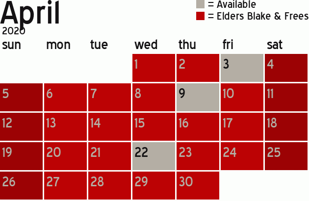 Missionary Dinner Calendar
