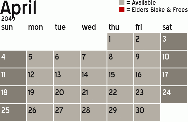 Missionary Dinner Calendar