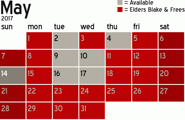 Missionary Dinner Calendar