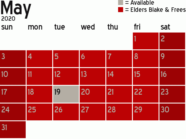 Missionary Dinner Calendar