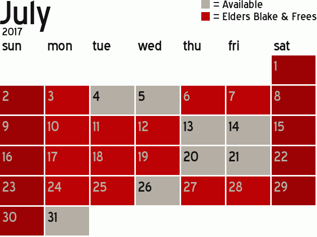 Missionary Dinner Calendar