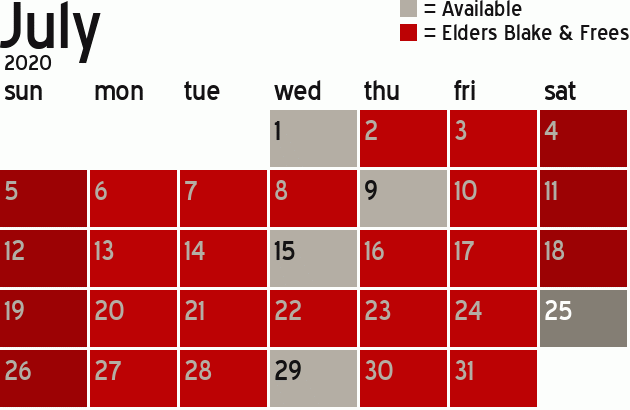 Missionary Dinner Calendar