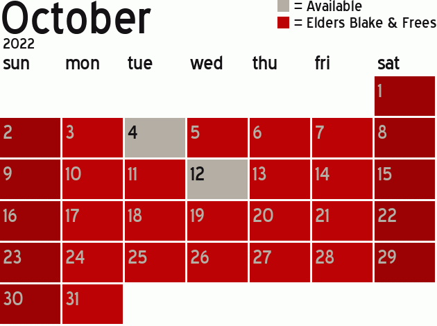 Missionary Dinner Calendar