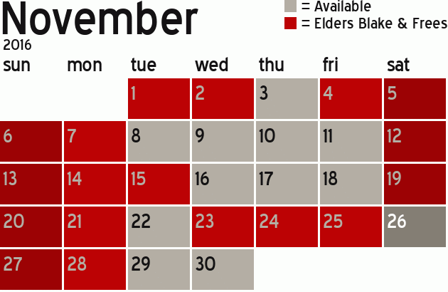 Missionary Dinner Calendar