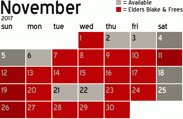 Missionary Dinner Calendar