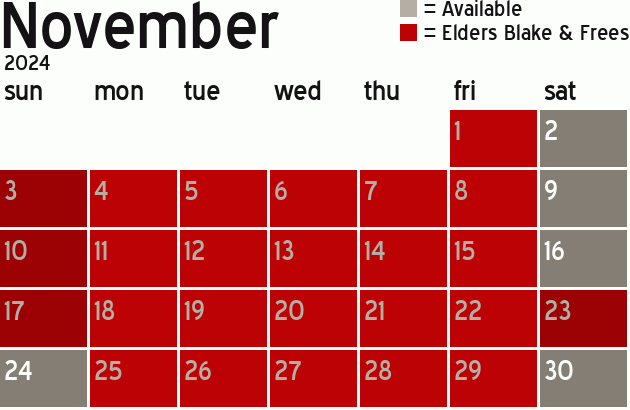 Missionary Dinner Calendar