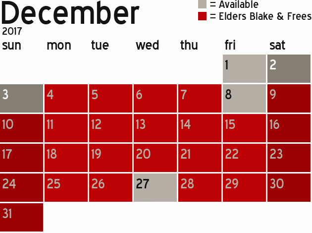 Missionary Dinner Calendar