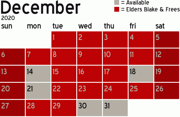 Missionary Dinner Calendar