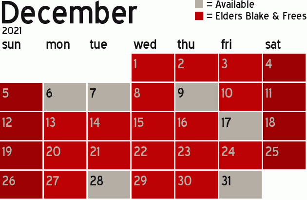 Missionary Dinner Calendar